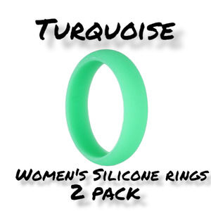 Turquoise Womens Silicone Ring Pack